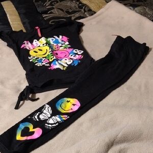 Kids Black Graphic Leggings
